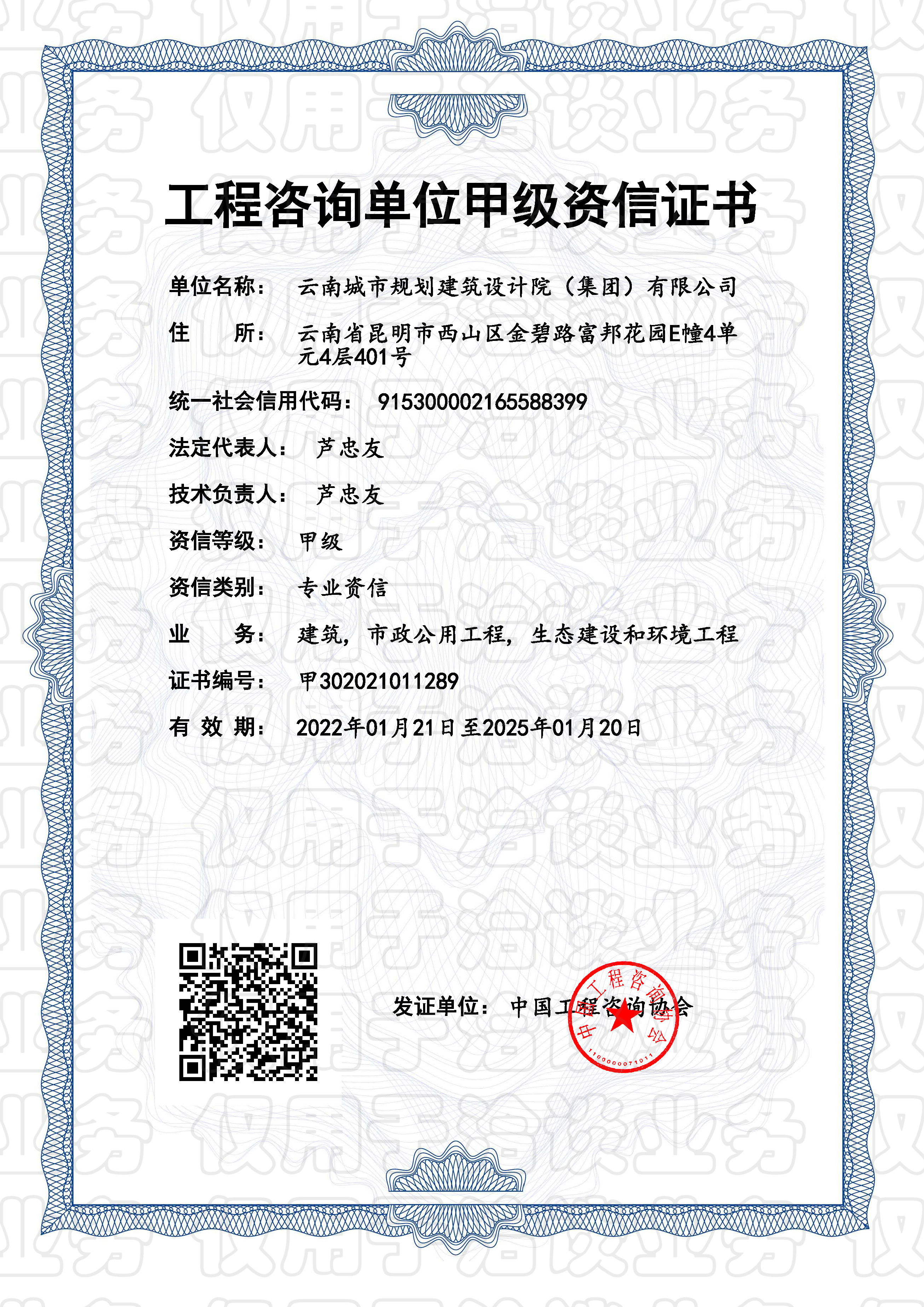 工程咨询甲级证书